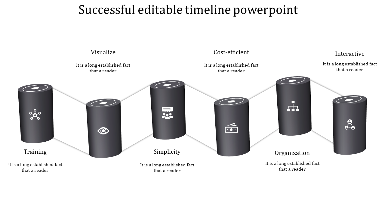 editable timeline powerpoint-gray